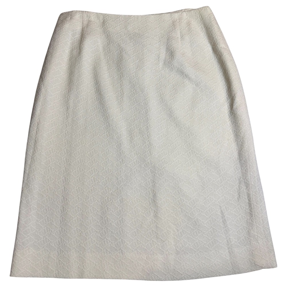 80s Vintage Pendleton Wool Pencil Skirt Ivory Textured USA Women's 12 Midi